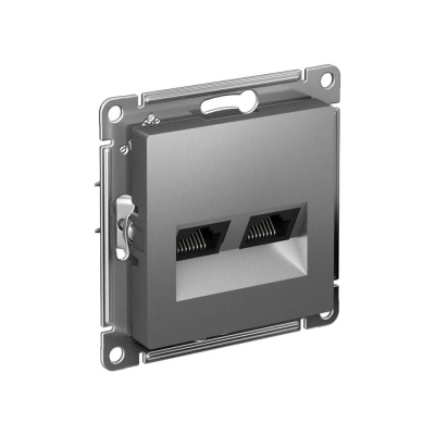 Розетка компьютерная двойная Systeme Electric AtlasDesign, RJ45 + RJ45, 5e, механизм, Сталь