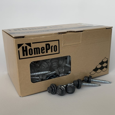 Саморез кровельный HomePro 4,8x35 RAL 7024 (250шт/уп) сверло №1 250шт/уп