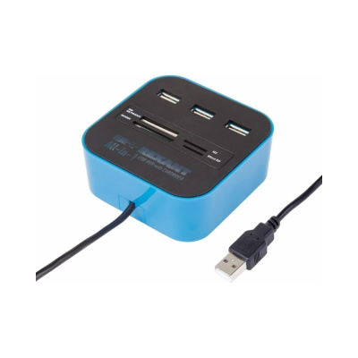 Разветвитель USB на 3 порта + картридер "Все в одном" черный REXANT 18-4121 - компактный и легкий многофункциональный