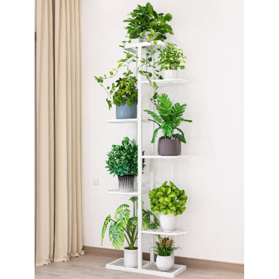 Напольная подставка для цветов 8 мест 41х22х126 см белая GARDEN SHOW