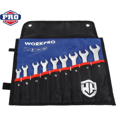 Набор комбинированных ключей WORKPRO 8-19 мм, 9 шт.