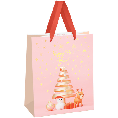 Пакет подарочный 18*23*10см MESHU "Christmas tale", фольга, матовая ламинация