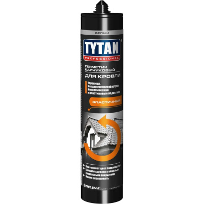 Каучуковый герметик для кровли TYTAN PROFESSIONAL 19198, 310 мл, белый