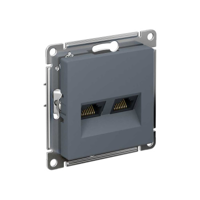 Розетка компьютерная двойная Systeme Electric AtlasDesign, RJ45+RJ45, кат.6А, механизм, Грифель