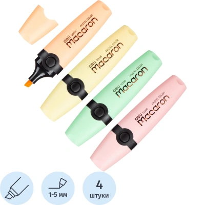 Набор текстовыделителей Deli Macaron 1-5 мм 4 цвета EU356-MT
