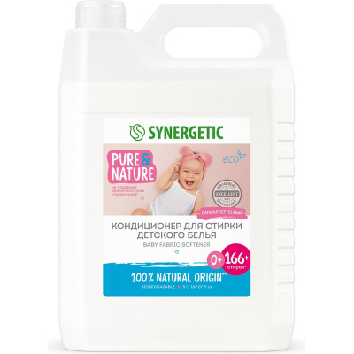 Кондиционер для детского белья Synergetic НЕЖНОЕ ПРИКОСНОВЕНИЕ 5 л