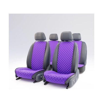 Автомобильные накидки из алькантары DuffCar, полный комплект фиолетовый