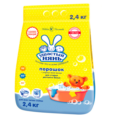 Стиральный порошок для всех типов стирки 2,4 кг, УШАСТЫЙ НЯНЬ, 10137, 01013