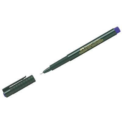 Ручка капиллярная (линер) FABER-CASTELL "Finepen 1511", СИНЯЯ, корпус темно-зеленый, линия письма 0,4 мм, 151151
