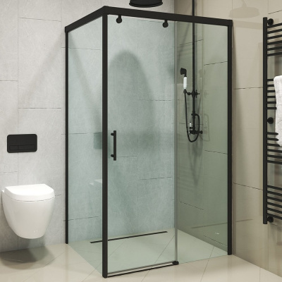Душевой уголок GuteWetter gwmpslrc863a 90x110x200 см, профиль черный матовый, стекло бесцветное закаленное 8/6 мм