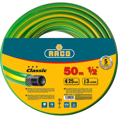 Поливочный армированный 3-х слойный шланг Raco CLASSIC 1/2"x50м
