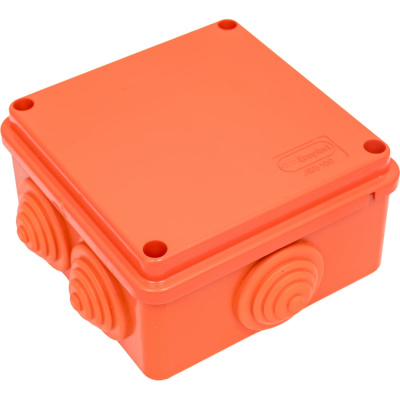 Огнестойкая коробка Экопласт JBS100 E110, о/п 100х100х55, 6 выходов, IP55, 3P, цвет оранжевый