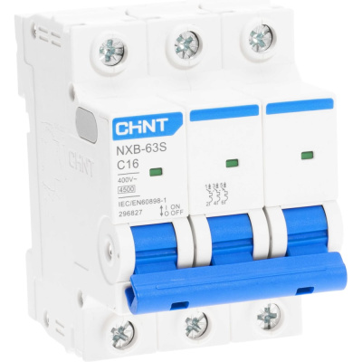 Автоматический выключатель CHINT NXB-63S 3P 16А 4.5kA характеристика C R
