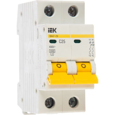 Выключатель автоматический ВА47-29 2p, 25А, С 4.5кА IEK