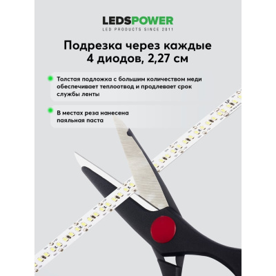 Светодиодная лента LEDS POWER 2835 176/м 16Вт/м 12В холодная серия ПРО125 00 1722