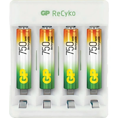 Зарядное устройство GP E411/75AAAHCCS-2CR1, 4 слота + 4 акк. 750 mAh