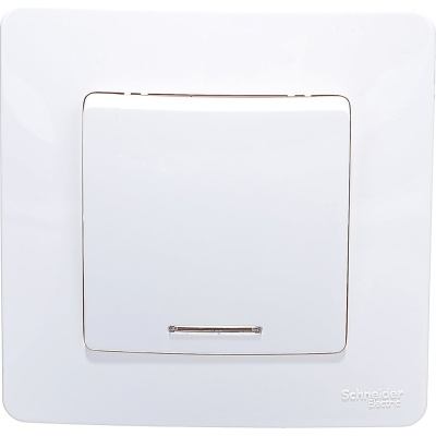 1-клавишный переключатель с подсветкой Systeme Electric BLANCA, С/У, 10А, 250B, молочный