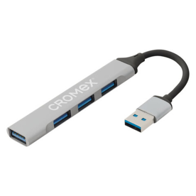 Хаб-разветвитель CRX-087, USB-A 2.0, 4 в 1, 4 x USB-A 2.0, 60 мм, серый, CROMEX (КРОМЕКС), 355064