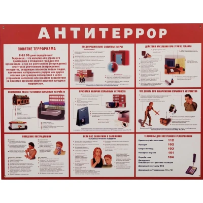 Информационный стенд Антитеррор красный 910х700мм 884