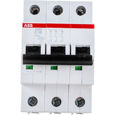 Автомат модульный ABB 3п C S203 6кА 16А