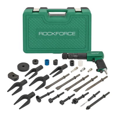 Зубило пневматическое Rockforce RT-3501K с комплектом насадок 25 предметов 1/4