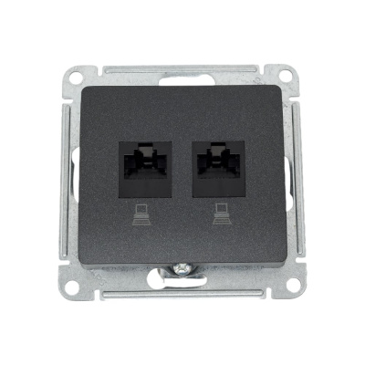 Компьютерная розетка Systeme Electric Glossa Антрацит 2-ая RJ45+RJ45, кат.5E SE
