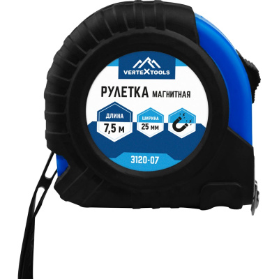 Рулетка vertextools магнитная 7,5х25 мм 3120-07