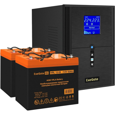 Комплект ИБП ExeGate EX295989RUS+батарея55Aч EX285652RUS 2 шт., инвертор, синус
