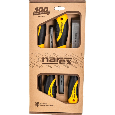 Набор из 4 плоских стамесок с ручкой NAREX SUPER 2009 LINE PROFI 8, 10, 16, 32 мм