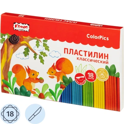 Пластилин клас.Комус Класс(№1 School)Color Pics наб.18 цв,360г,СО СТЕКОМ