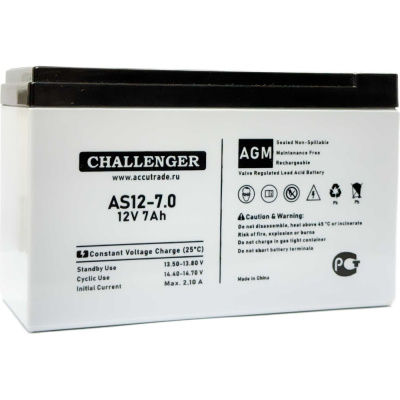 Аккумулятор Challenger АS12-7.0 произведен по технологии AGM