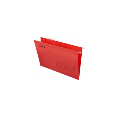 Подвесные папки A4/Foolscap (404х240 мм) до 80 л., КОМПЛЕКТ 10 шт., красные, картон, STAFF, 270936
