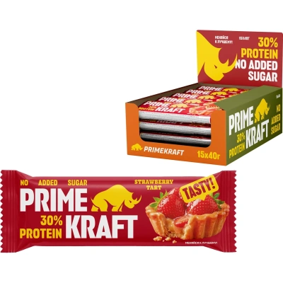 Батончик PRIMEKRAFT Клубничный тарт с выс содерж бел, 40гx15шт/уп
