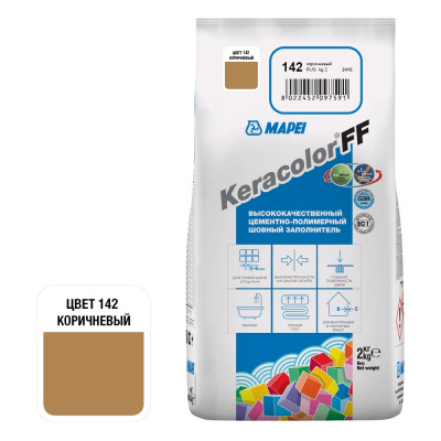 Затирка MAPEI KERACOLOR FF № 142, 2 кг, коричневый