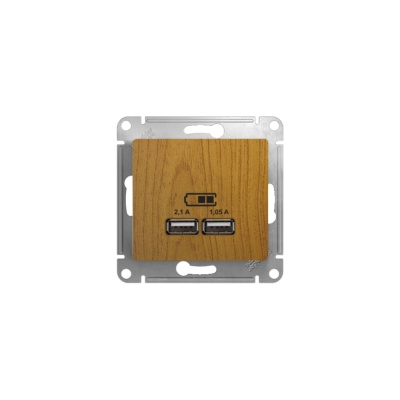 Розетка Systeme Electric Glossa Дерево дуб USB 5В (2100мА), 2х5В (1050мА) SE