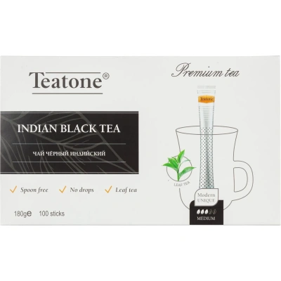 Чай черный индийский TEATONE в металл.стике, 100шт/уп. 1246