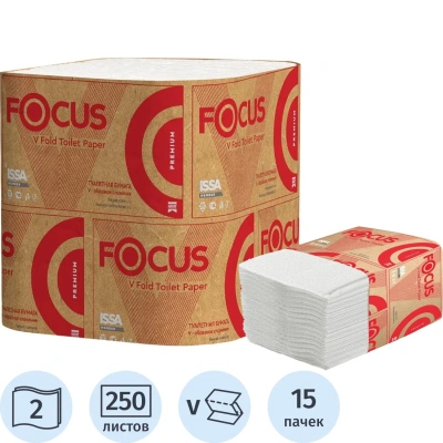 Бумага туалетная д/дисп Focus Premium 2сл 250л15пач/уп 5083735/50202898_п/э