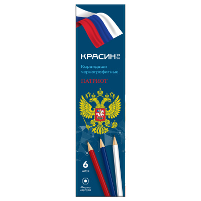 Карандаш ч/г Красин "Патриот" ТМ (НВ), шестигр., заточен., ассорти.