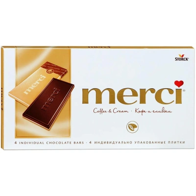 Шоколад Merci молочный кофе и сливки 100 г