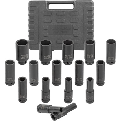 Набор 6-гранных ударных глубоких головок Rockforce 1/2", 16 штук