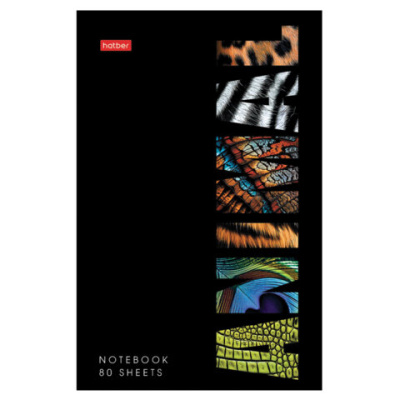 Блокнот А5 80 л., на скобе, картон, клетка, глянцевая ламинация, HATBER, "Animals print", 086090, 80Б5лВ1 31343