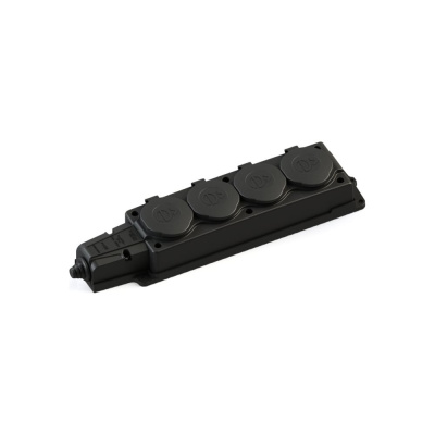 Колодка удлинителя Systeme Electric 4-м MultiSet 16А 250В IP44 с заземл. каучук черн. SE
