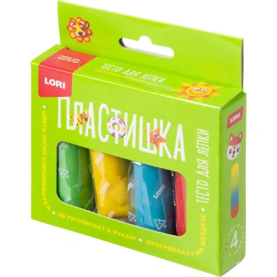 Тесто для лепки Пластишка 4 цв по 30 гр, Тдл-046