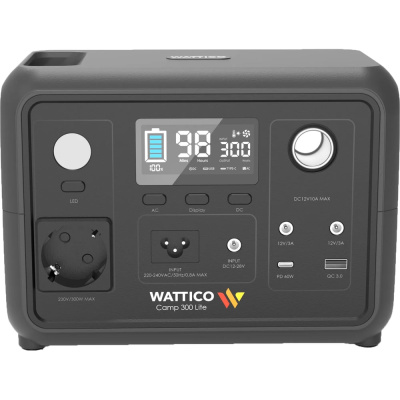 Портативная зарядная станция WATTICO аккумуляторный генератор с розеткой 220В Camp Lite 300Вт 256Втч Lifepo4