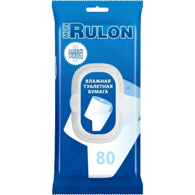 Бумага туалетная влажная Mon Rulon №80, с крышкой, 80л/уп
