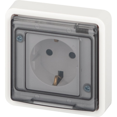 Розетка ЭРА Эксперт 11252101 2PE IP55, 16A, 250В, СУ, белый