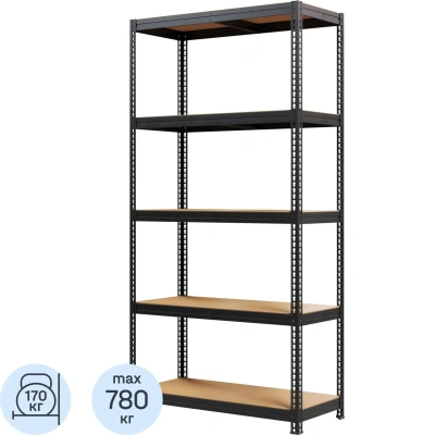 Стеллаж Металл-Завод MZ-PROFIL 5 RAL9011 на заклепках 180х90х40х5