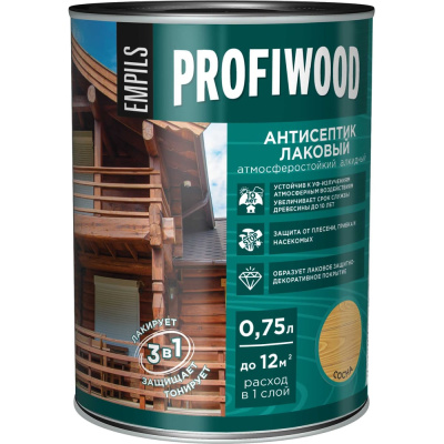 Алкидный антисептик PROFIWOOD (лаковый; тонирующий; атмосферостойкий; сосна; 0.75 л; 0.7 кг)