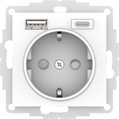 Механизм розетки Systeme Electric Atlasdesign лотос 16а с 2 usb a+c, 5в/2,4а/3,0а, 2x5в/1,5а