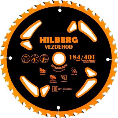 HILBERG Диск пильный Vezdehod 184*16*40Т*18º (reverse) HVR185Высококачественные твердосплавные напайки